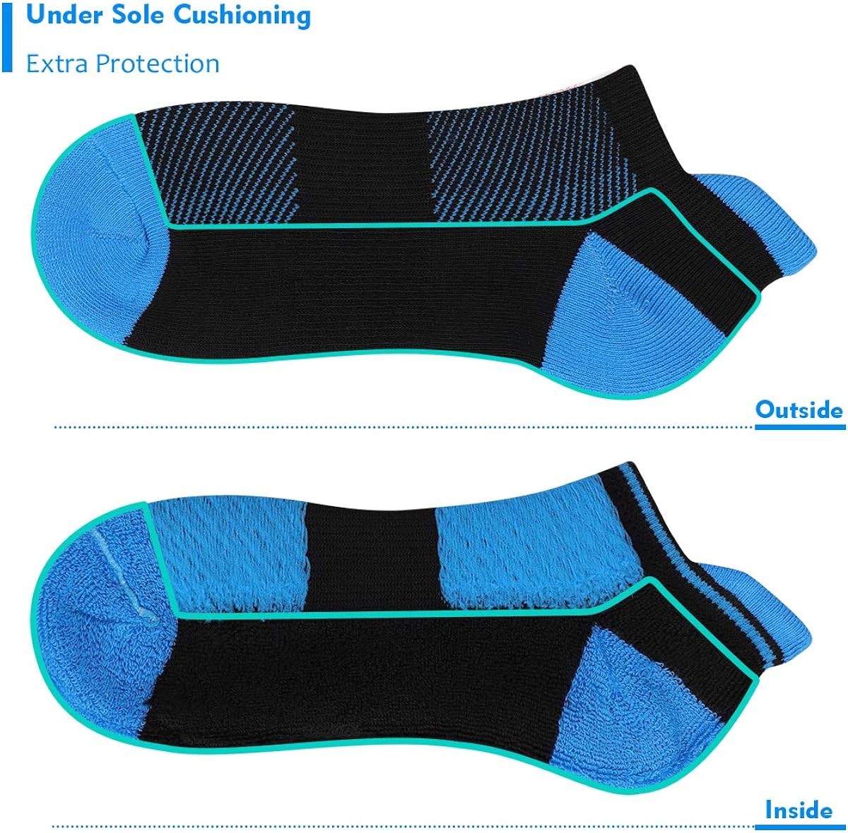 Heatuff Womens Low Cut Ankle Athletic Socks Cushioned Running Performance Breathable Tab Sock 6 Pack