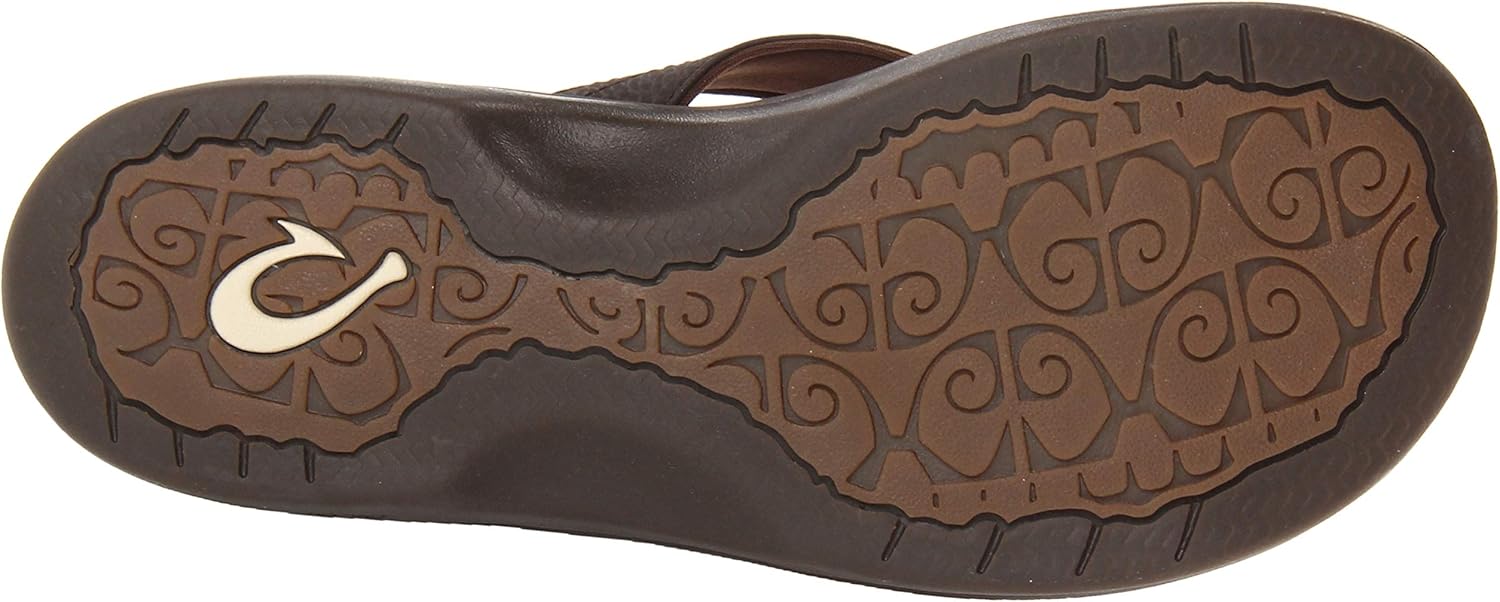 OLUKAI Ohana Women's Beach Sandals, Quick-Dry Flip-Flop Slides, Water Resistant, Wet Grip Soles & Compression Molded Footbed 7 Dark Java/Dark Java