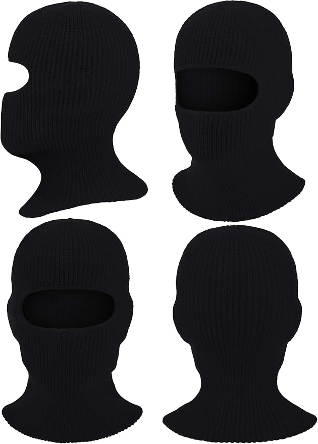 Balaclava Pasamontañas Tejida con 1 Agujero 2 Piezas Negro miniatura 2