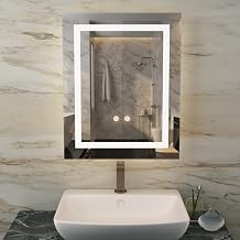 Unknown1 16 X 20 Inch Led Mirror Lighted Bathroom Vanity Dimmable Memory 15.7x19.7 Inch Silver Modern Contemporary Frameless
