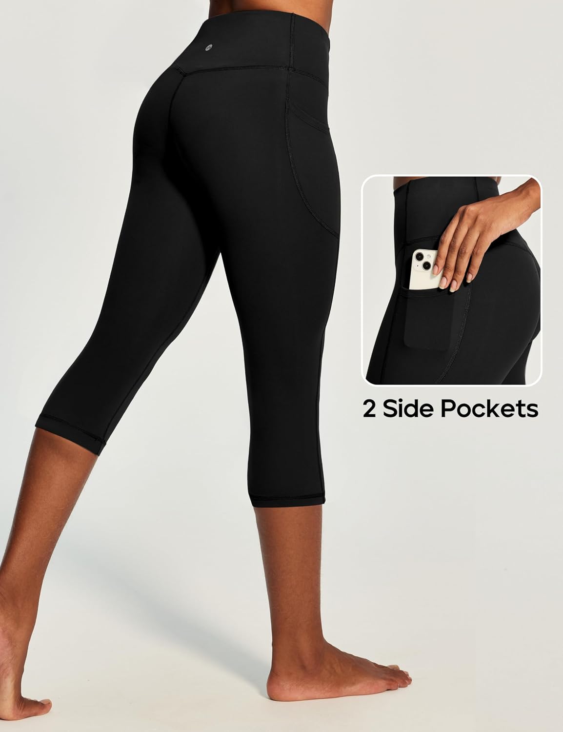 Heathyoga Capri Leggings with Pockets for Women Tummy Control Knee Length Leggings Yoga Pants Women Capri Pants Workout