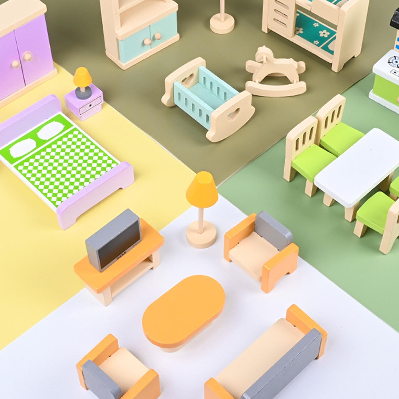 Set di mobili per la casa in legno, mobili da gioco per | Mobili da gioco decorazione per la casa,Mobili per la casa in legno, Giocattoli per tutti, Gioco interattivo, Mobili da gioco di simulazione