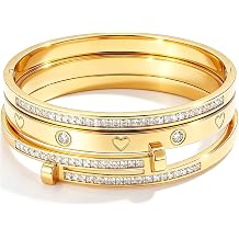 Camhanno Stackable Silver Bracelets for Women Stainless Steel Love & Friendship Bangle, Mothers Day Valentines Birthday Christmas Jewelry Gifts for Mom Her Wife Grandma