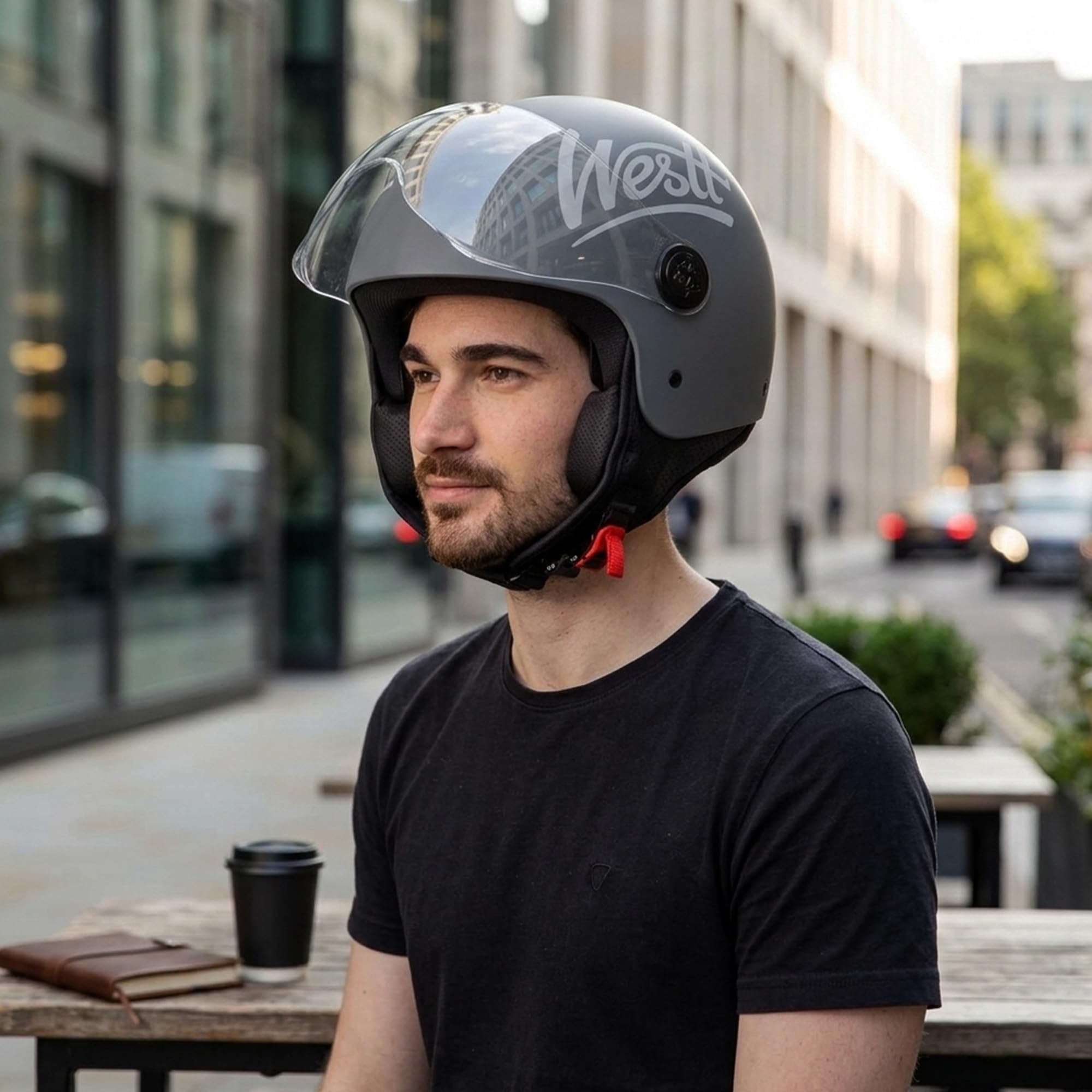Westt Casque Jet Moto Homme Femme, avec Visière, Homologué ECE 22.06 | 1050g Ultraléger Casque Scooter, ABS &EPS Robustes, Convient aux cyclomoteurs, scooters et aux personnes portant des lunettes