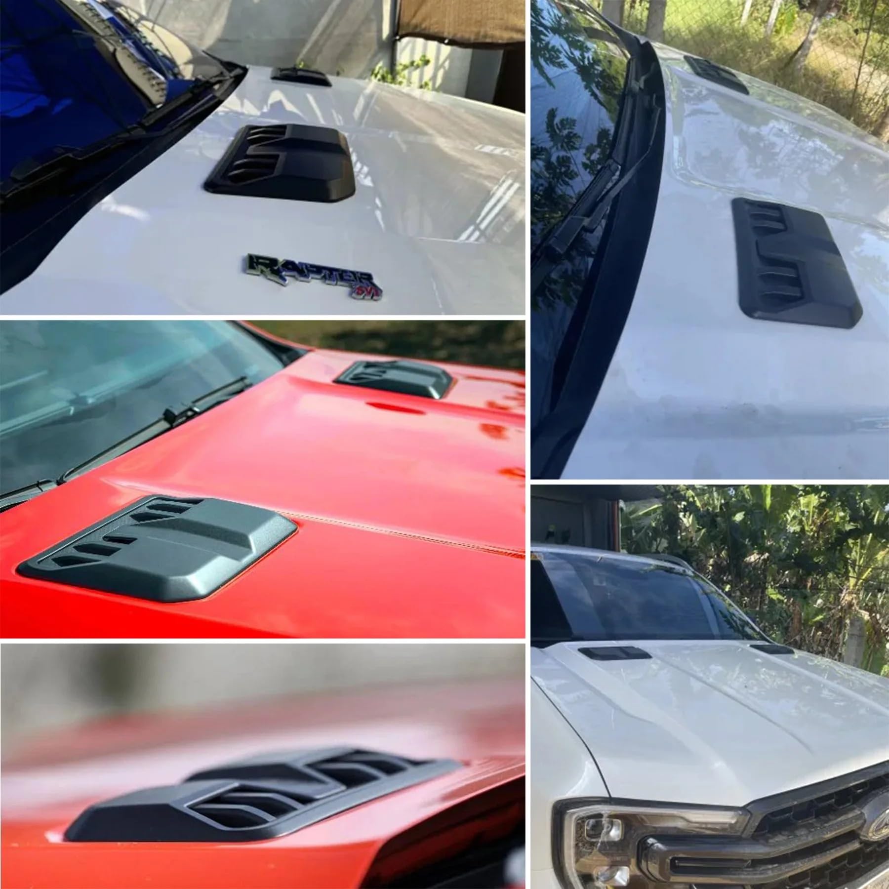 Car hood trim cover 2 pezzi cofano auto universale nero lucido in fibra carbonio decorazione aspirazione flusso d'aria scoop adesivi copertura sfiato(Carbon Fiber)