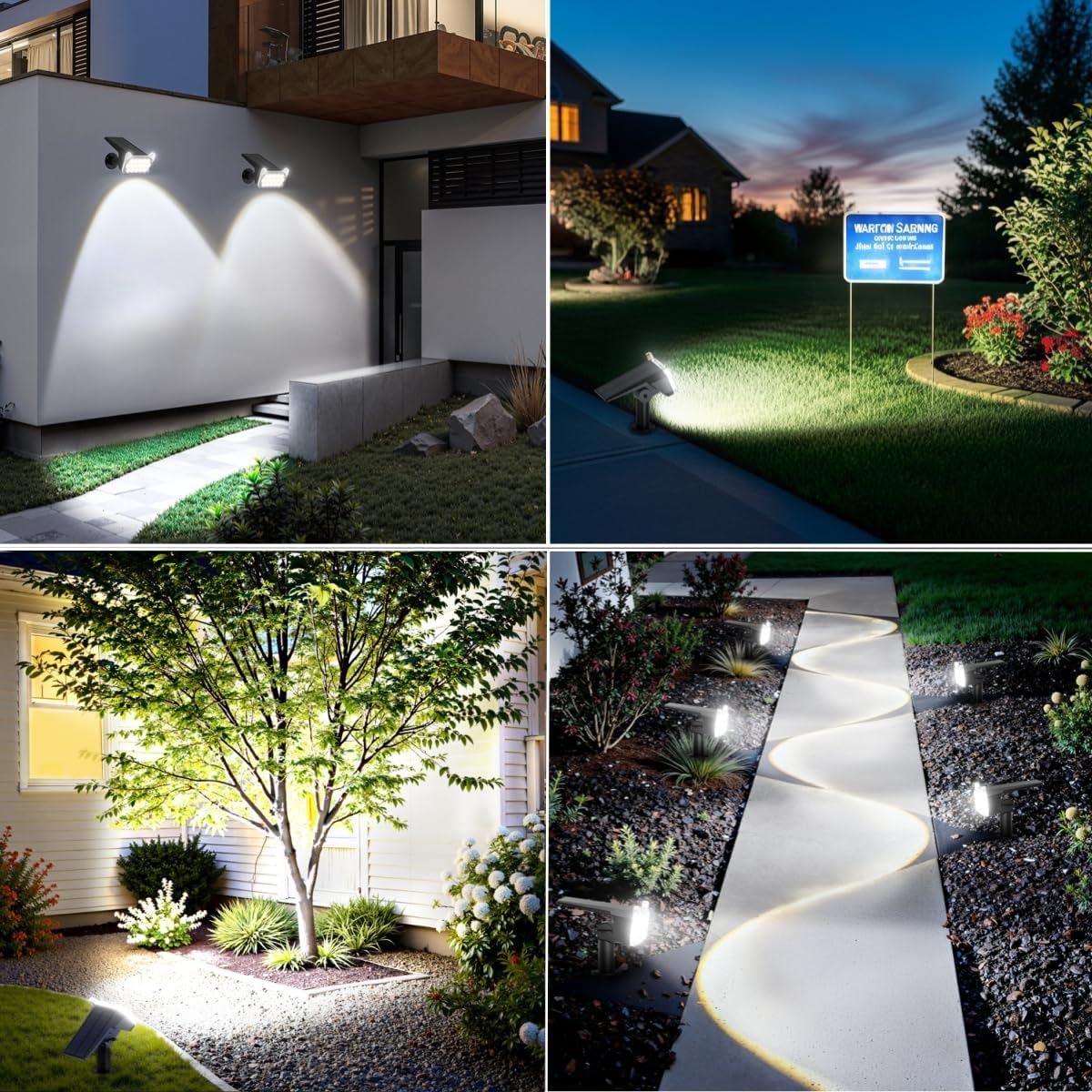 WdtPro Solar Spot Lights Outdoor Waterproof, Bright Solar Lights Outdoor with 16 Extra-Large LEDs, 3 Modes Landscape Spotlights, 2-in-1 Solar Powered Light for Yard Flag Garden, 4 Pack, Cool White