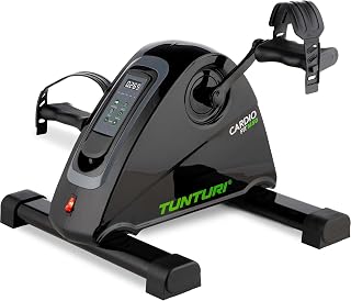 Tunturi Cardio Fit M50 Mini Bicicleta de apartamento con Motor eléctrico/Pedal, Entrenamiento de Brazos y piernas/Mini Bicicleta/Entrenador de Movimiento para Personas Mayores con Pantalla LCD Negro