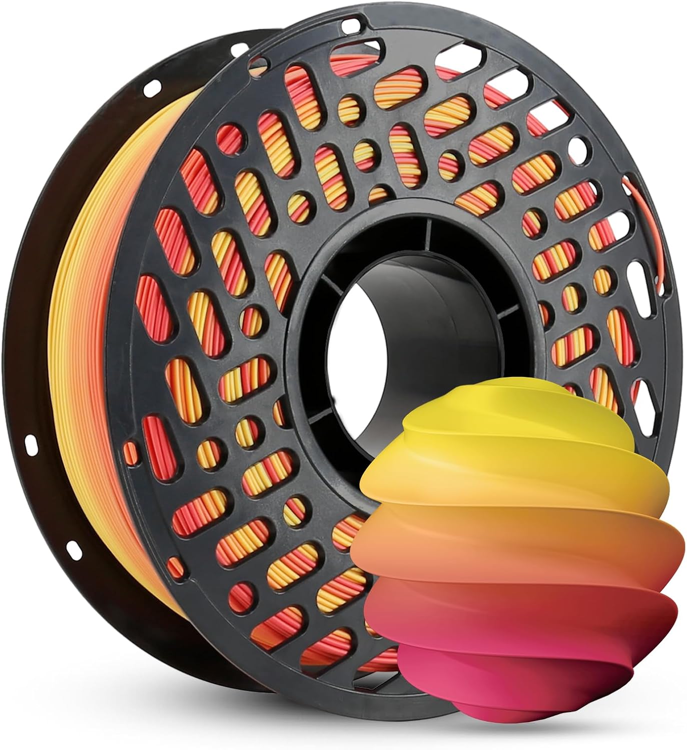 Rainbow PLA 1.75mm Filament Bundle, 4-Pack Multicolor Gradient Material, Neatly Wound, +/- 0.02mm, Fit Most FDM Printers, 4 x 250 Spools (Total 1kg) - Rainbow Series