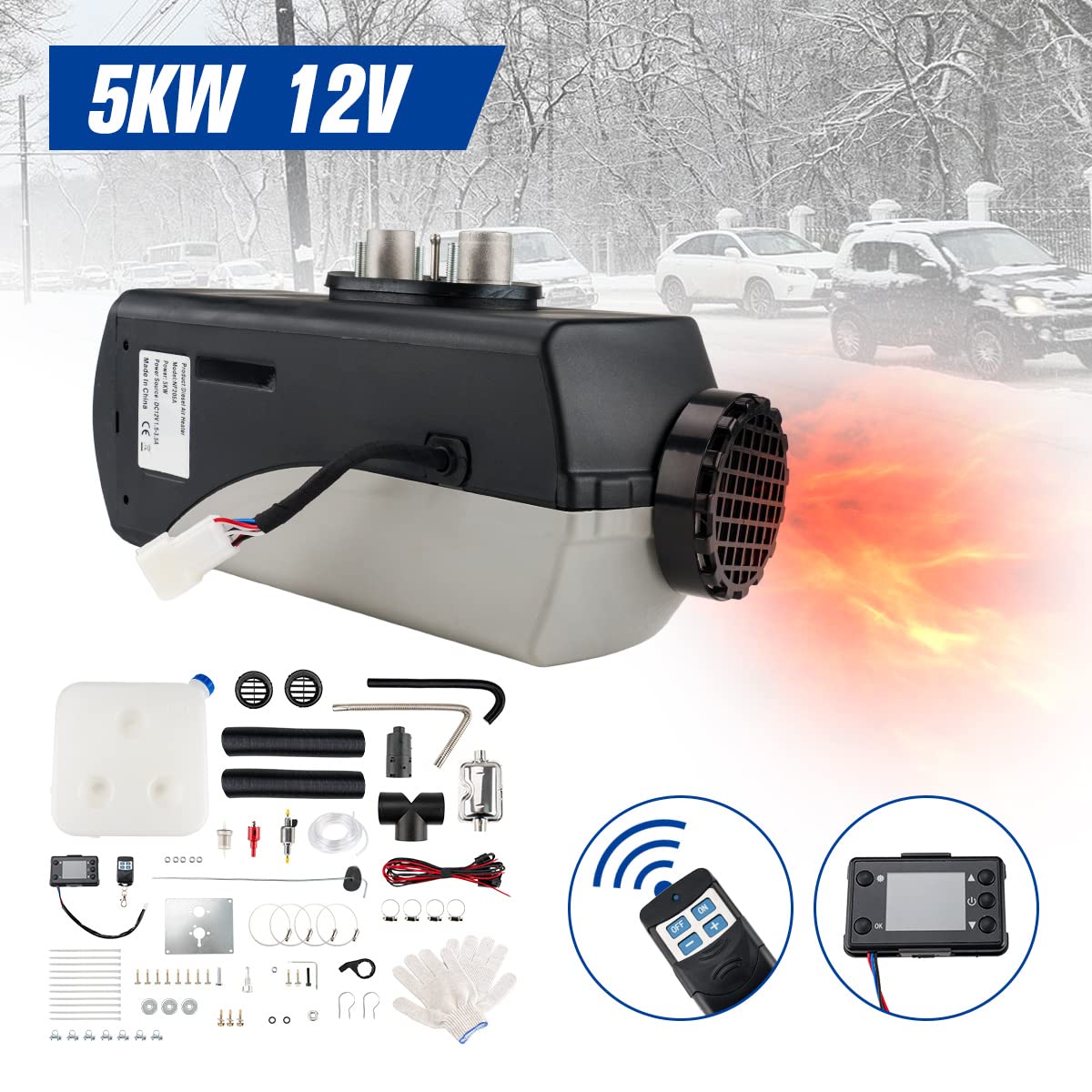 12V 8KW Air Diesel Heater przenośny zestaw ogrzewania postojowego z przełącznikiem LCD i pilotem, ciche ogrzewanie Diesel dla samochodów ciężarowych łodzi autobusów przyczep kempingowych kamperów ja