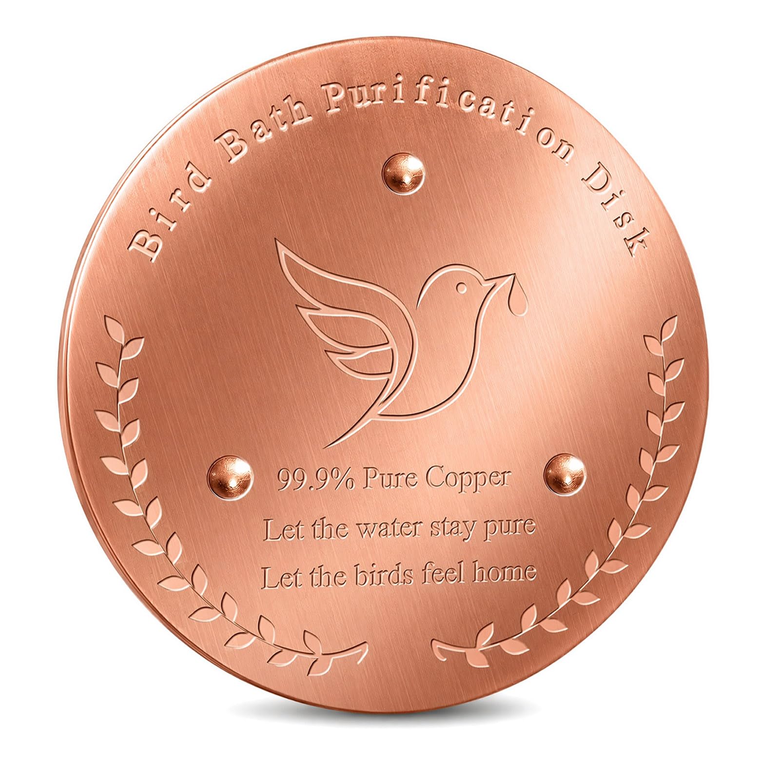 Msjuwek Premium Copper Disc for Bird Bath, 99.99% Pure Copper Plate for Solar Bird Baths & Garden Water Features, Self-Cleaning Purification Disk Keeps Water Fresh (10 x 10 x 1 cm)