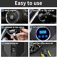 Vista 6 de Compresor de aire digital para bomba automática de coche Inflador de neumáticos portátil con luz LED DC 12V