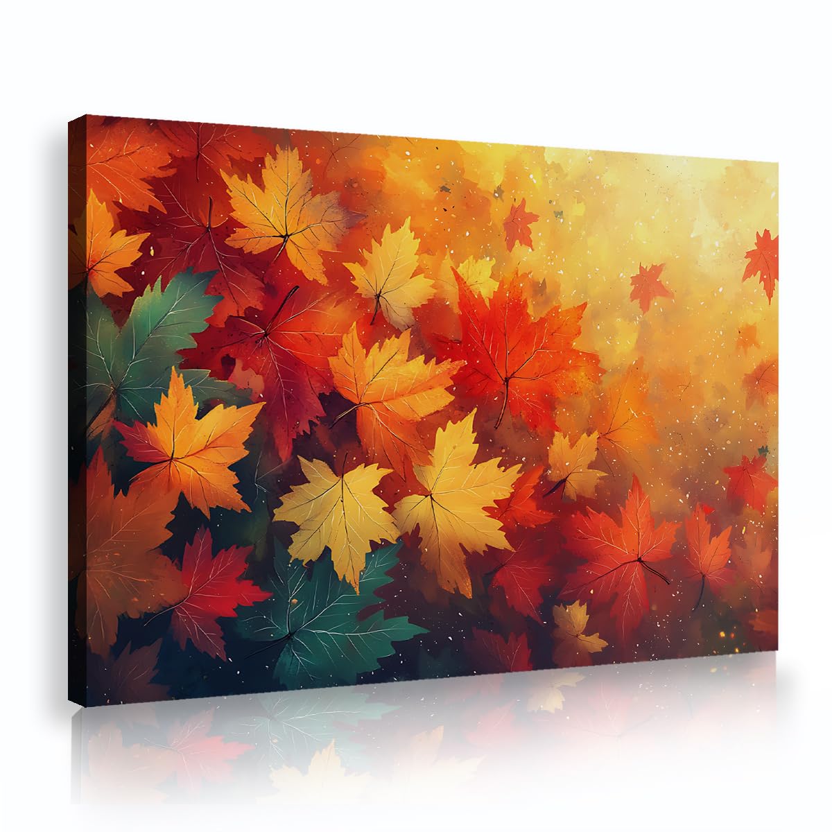 TOANGWALL Nowoczesne jesienne klonowe płótno ścienne pomarańczowe czerwone liście malarstwo oprawione naturalne wibrujące jesienne do salonu pralnia 70x100cm