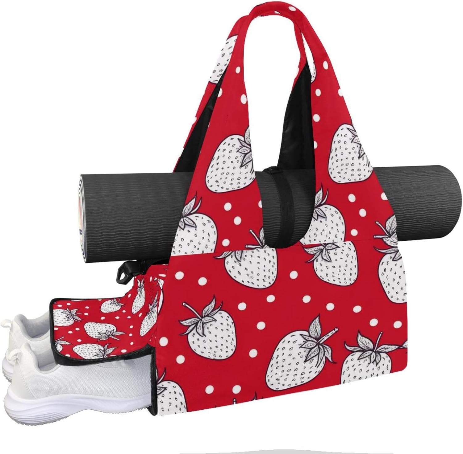 Yoga Mat Bag, Gym Workout Bag with Shoe Compartment, Pig Pilates Bag for Women, Quick Access Storage Yoga Tote Bag for Sports Travel Office