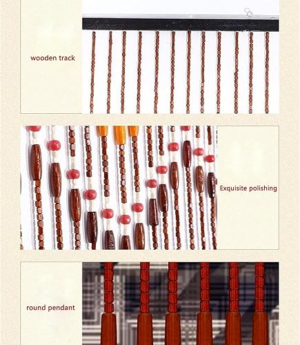 Miniatura 5 de Cortina de cuentas de madera de 31 hebras, decoración del hogar, cortinas de cuentas de madera, sin enredos, para sala de estar, dormitorio, cocina,
