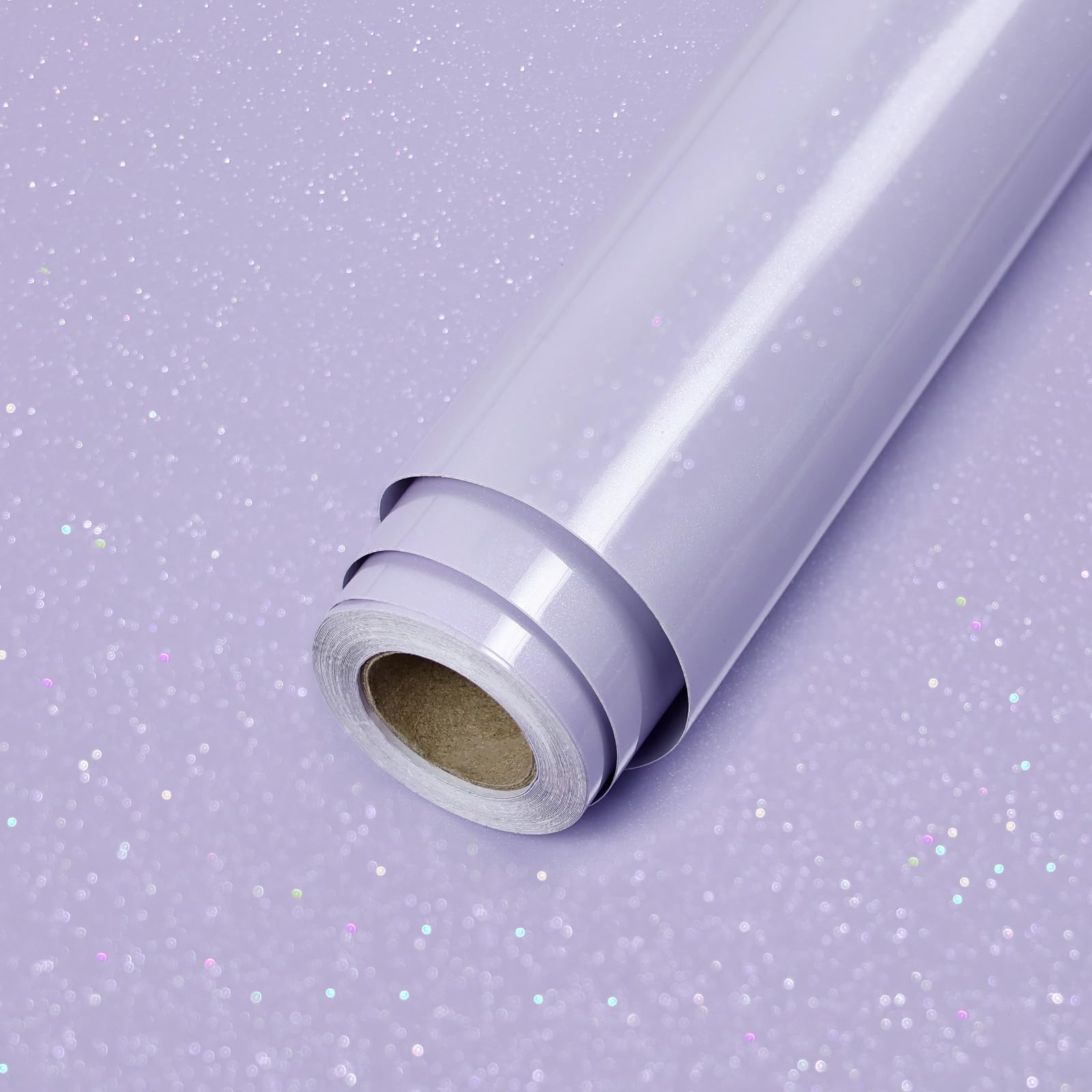 ReeyderArt Purple Glitter Contact Paper for Countertops Glossy Peel and Stick Wallpaper Waterproof Self Adhesive Vinyl Wrap for Cabinets Shelves Tables Closets and Walls 40 x 500 cm