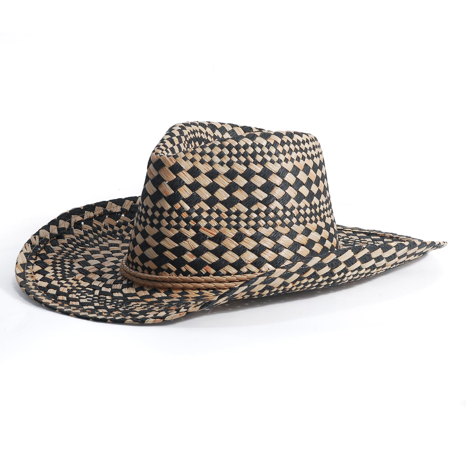 Men's Cowboy Hats Summer Women Beach Cowgirl Hat Raffia Unisex Western Sun Hat