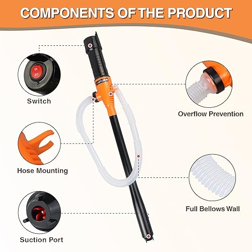 Miniatura 3 de Bomba de Batería de Energía Portátil, Bomba de Transferencia de Líquidos Operada por Batería, 2.2 Galones por Minuto, Para Gasolina y Combustible