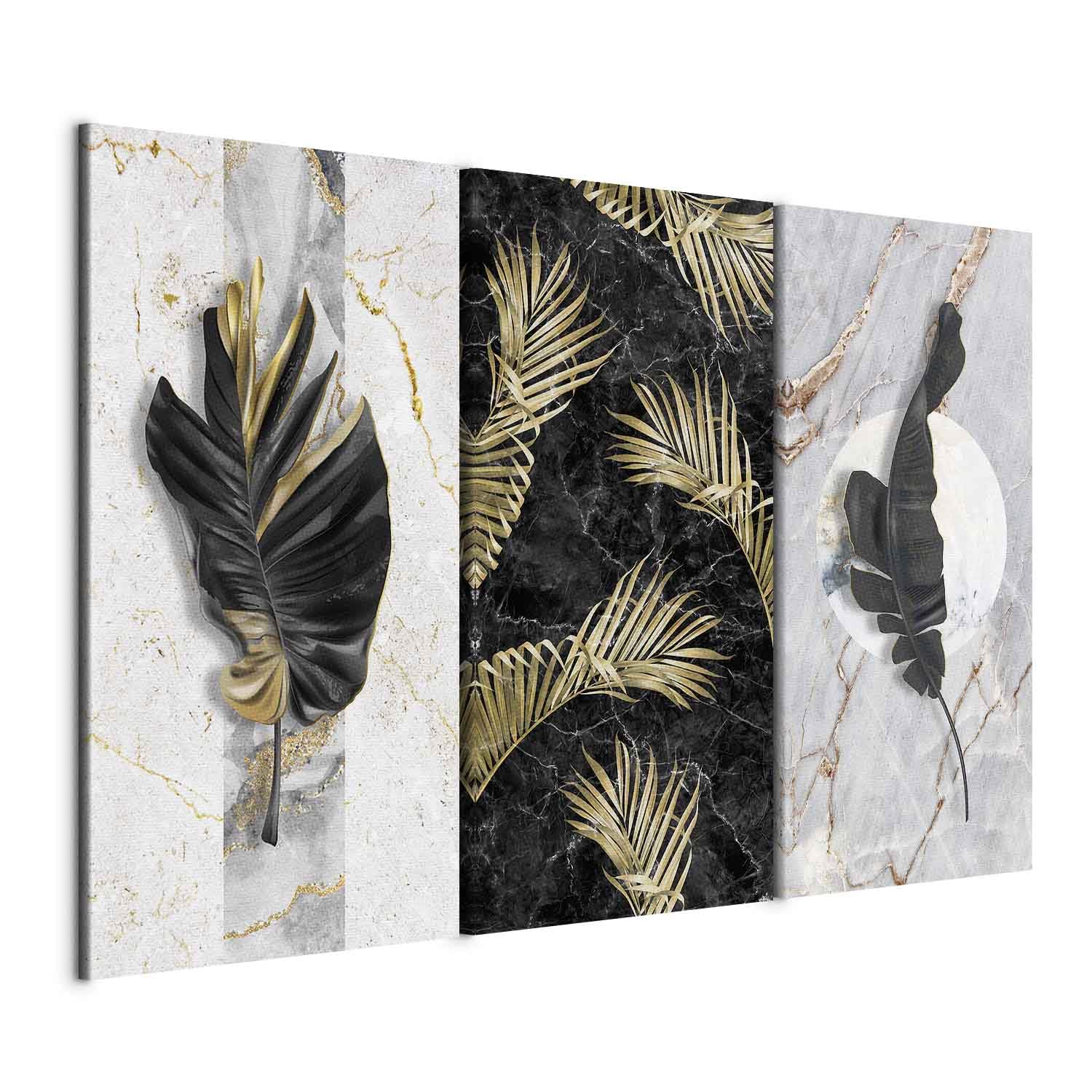 murando - Quadro tropicale Foglie 135x90 cm 3 Pezzi Stampa su tela XXL Immagini Moderni Murale Fotografia Grafica Decorazione da parete Quadri Componibili Marmo botanico b-C-0716-b-e