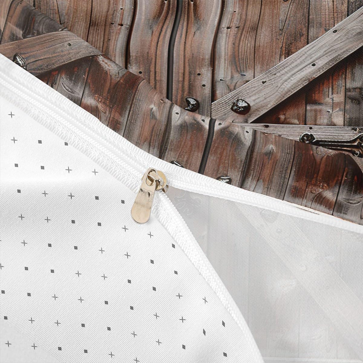 Castle Fairy Rustic Bedding Set,Wooden Barn Doors Duvet Cover for Kids Teen Boys Girls,Farm Farmhouse Comforter Cover Decorative Room,Retro Metal Quilt Cover with 2 Pillowcases,King Size(No Comforter)