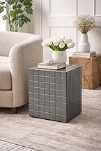 Brown Art SHOPPEE Engineer Wood Cube Accent Bedside Table Coffee Stand Home Storage Organizer for Living Room Bedroom (Grey)