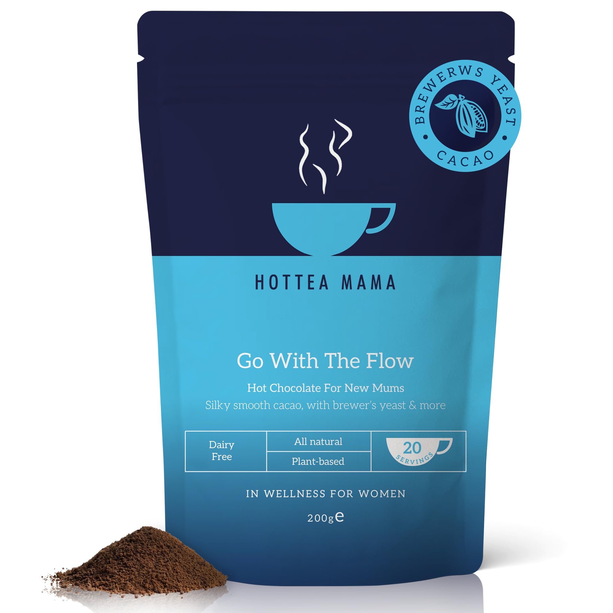 HOTTEA MAMAGo With The Flow | Breastfeeding Support Hot Chocolate | 41% Cacao | Brewer’s Yeast | 200g (20 mugs of hot chocolate)