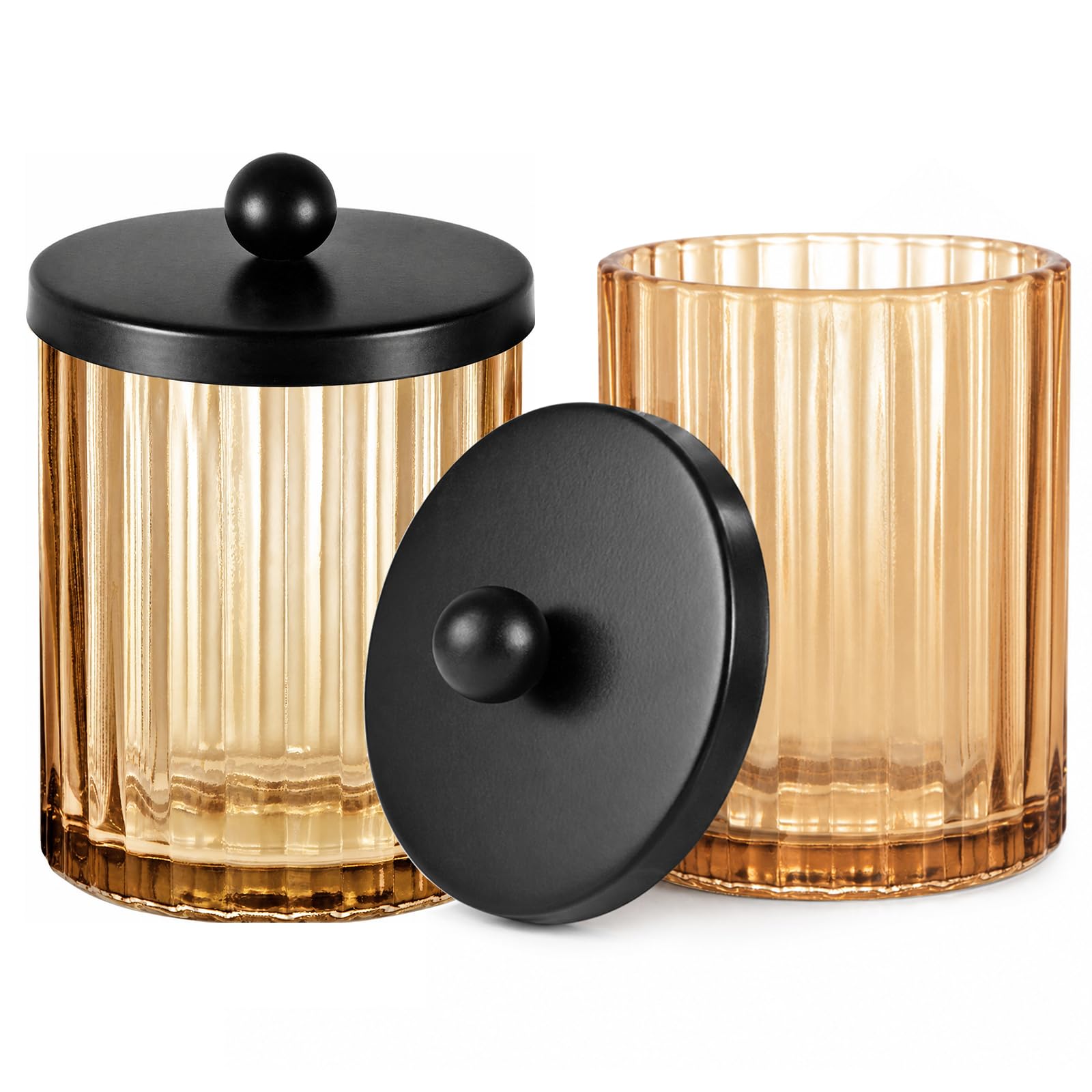 Amber Glass Jars - Qtip Holder for Bathroom -11 Amber Glass Jars - Qtip Holder for Bathroom -11