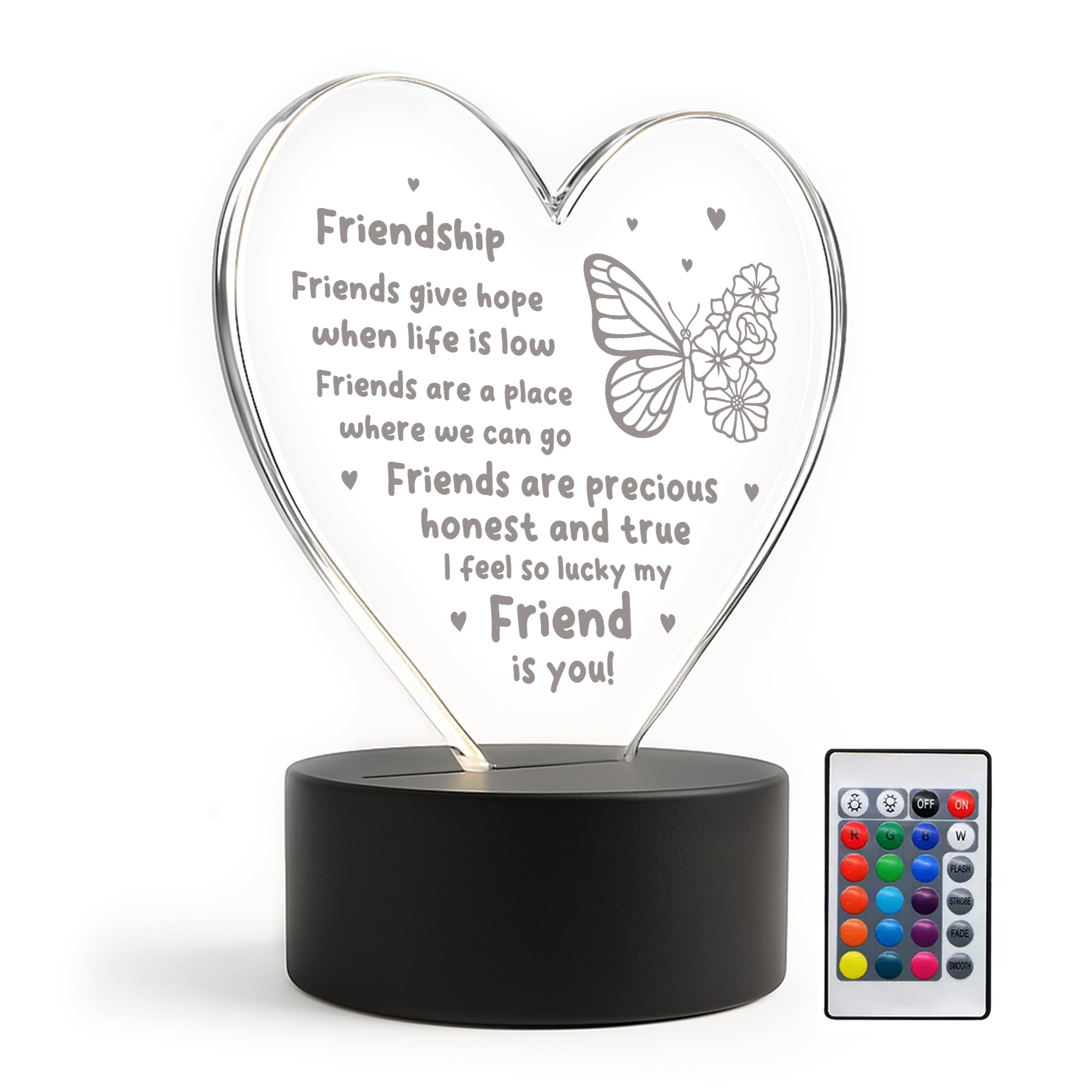 RED OCEAN Friendship Gifts Acrylic LED Light Friendship for Her Long Distance Relationship Gifts Best Friend Bestie for Birthday Christmas Thank You