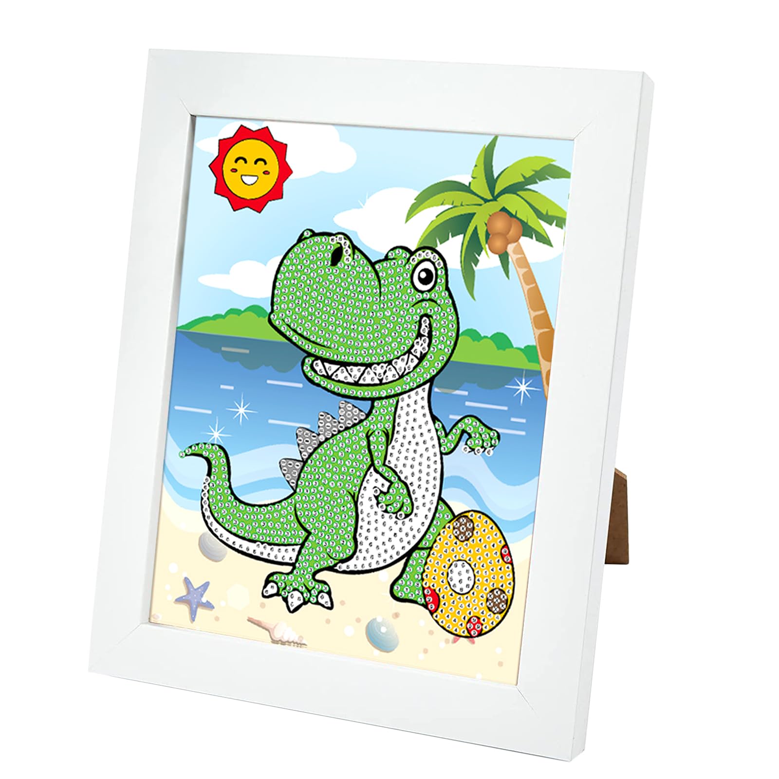 milaosk Kit Diamond Painting Niños,Cuadros Diamantes 5D con Marco DIY Dibujos con Diamantes Dinosaurios para Niños y Adultos Principiantes 18x23 cm