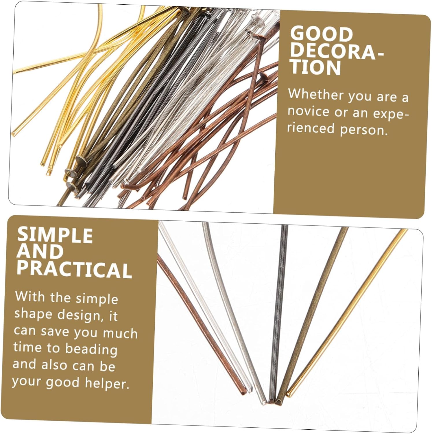 600pcs Metal Headpins for Jewelry Making Beading Pins DIY Beading Pins Flat Needle Bead Chaining Straight Heads