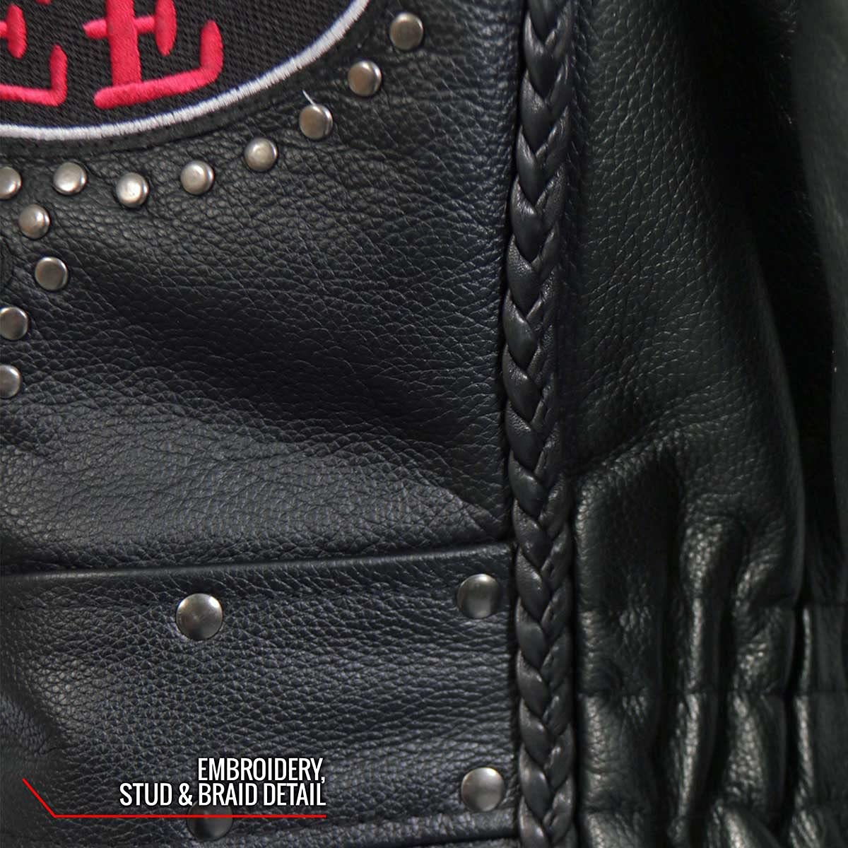 Hot Leathers Women's Leather Motorcycle Riding Jacket (JKL2001-BLACK, XX-Large): Jkl1027-black Small