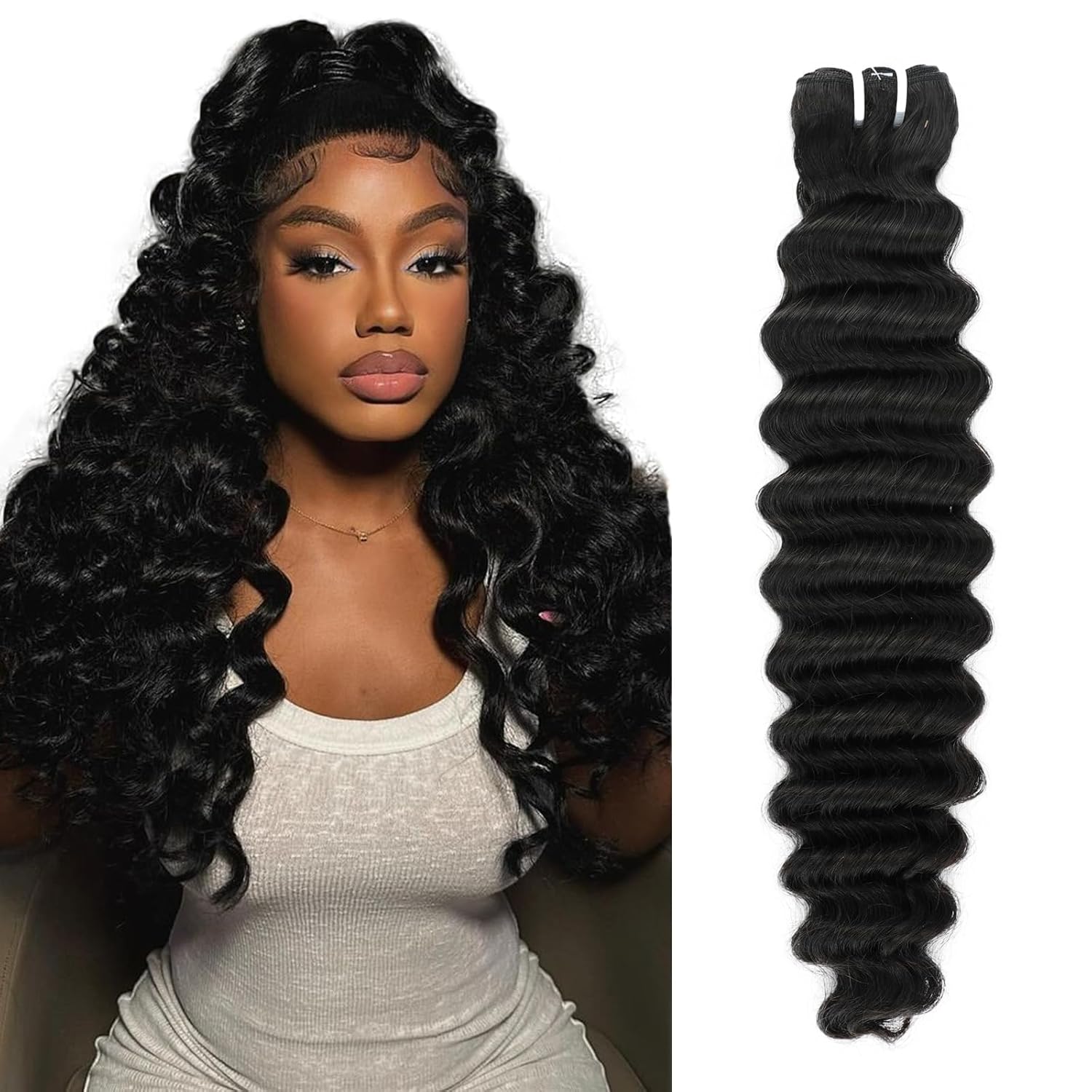 16A Raw Bundles Human Hair 20 22 24 Inch Deep Wave Bundles Human Hair 3 Bundles 100% Unprocessed Virgin Human Hair Triple Lifespan Virgin Remy hair Long Lasting Deep Wave Bundles for Women