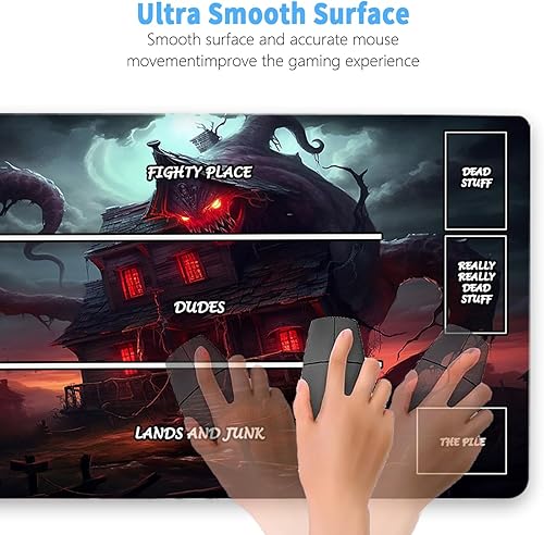 Miniatura 4 de Tapete de juego MTG, tapete de juego TCG para juego de cartas coleccionables de 24 x 14 pulgadas, serie Demon Warrior, tapete de juego MTG con zonas