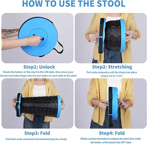 Miniatura 4 de Taburete plegable mejorado, silla plegable con bloqueo de interruptor, taburete de camping plegable plegable con capacidad de carga de 400 libras,