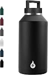 BJPKPK 87oz Insulated Water Bottle with Handle, Large Dishwasher Safe 2/3 Gallon Water Bottle, BPA Free Water Jug, Wide Mouth Metal Water Bottle with Anti-Slip Bottom, Keep Cold & Hot,Black