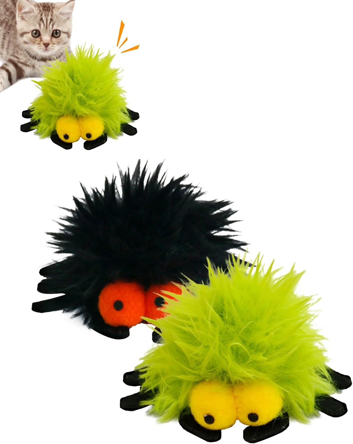 2 Pack-Spider Cat Kicker Toy with Catnip & Bell Inside, Cat Stuffed Animal Soft Cat Toys, Cute Cat Feather Toy Plush Cat Toy, Cat Nip Toys Cat Toys for Bored Cats, Interactive Cat Toys for Indoor Cats