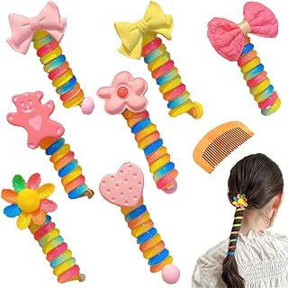7 Pcs Colorful Telephone Wire Hair Bands, Telephone Wire Hair Ties, Spiral Hair Ties Phone Cord, Telephone Cord Hair Ties, Braided Telephone Wire Hair Bands