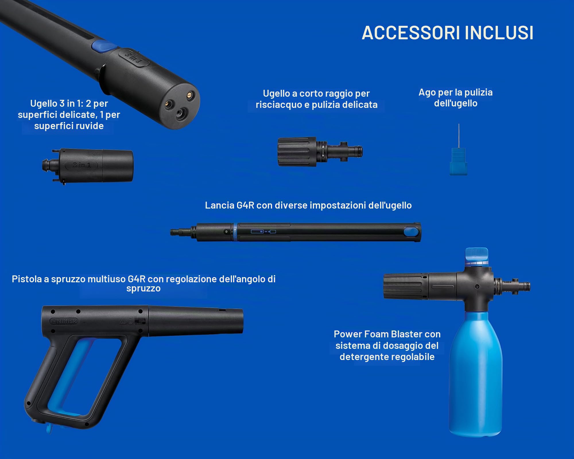 Idropulitrice Nilfisk Excellent 160 Bar - Idropulitrice ad Alte Prestazioni + Power Foam Blaster - Per Grandi Terrazze e Automobili (2300 W)