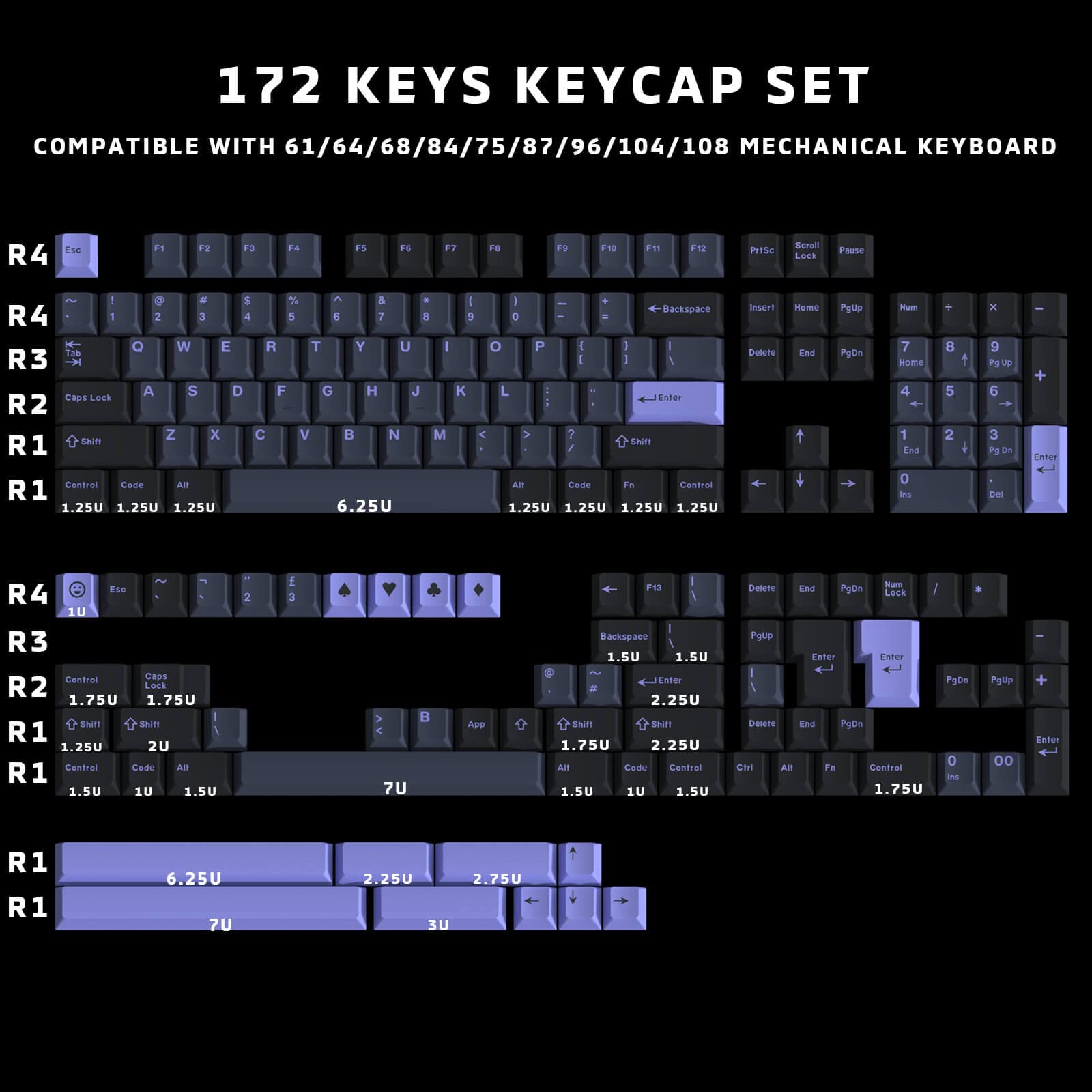 Snapklik.com : Hyekit Keycaps 172 Keys Custom Keycaps Double Shot ABS ...