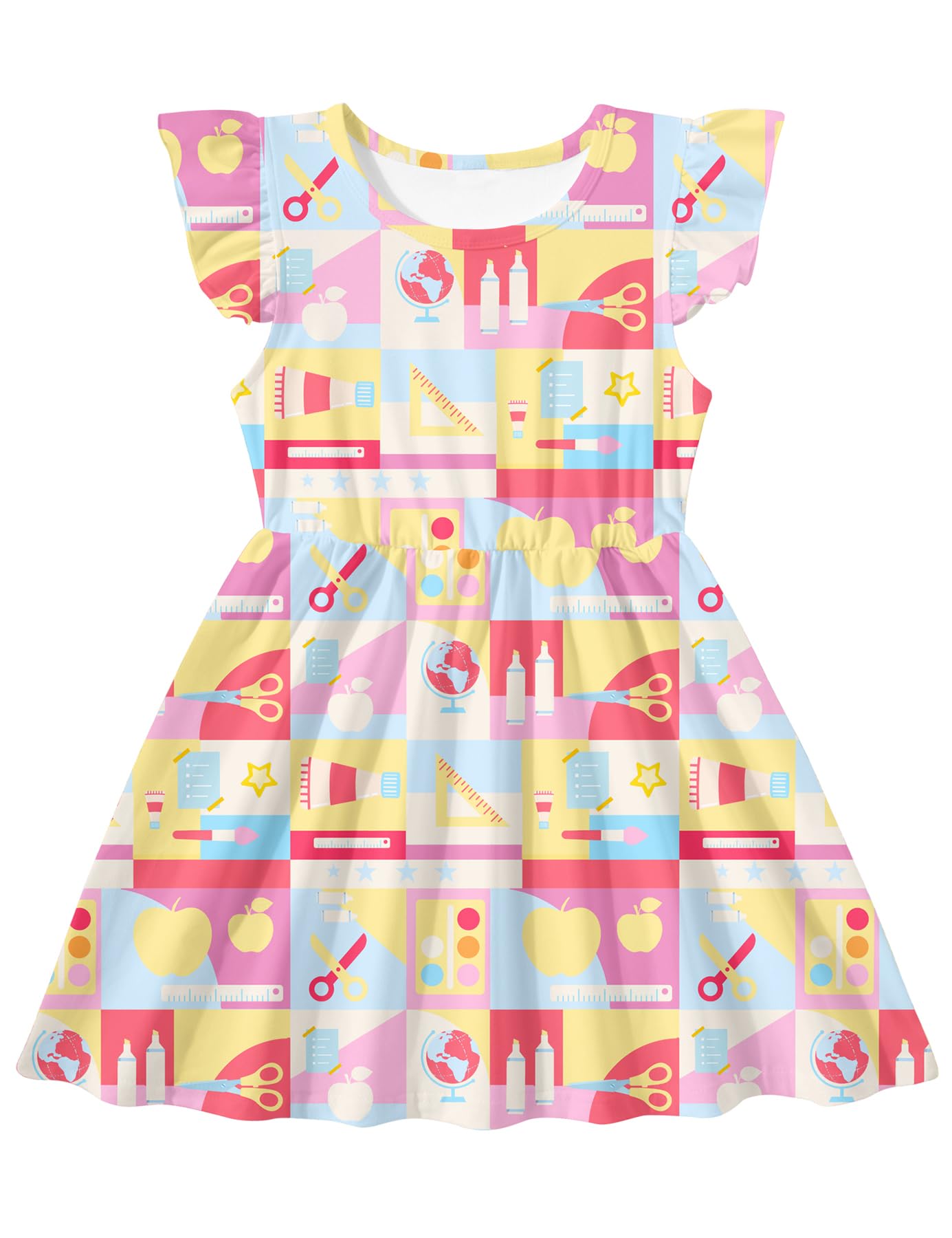 RAISEVERN Toddler Girls Dress Summer Ruffle Flutter Sleeve Dresses for Kids 2-7T