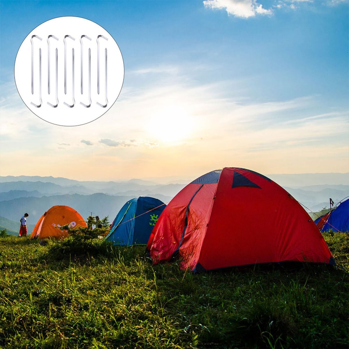 OSALADI 12pcs Hexagonal Tent Stakes Metal Camping Tent Pegs Thickened Anti-Rust Ground Nails for Outdoor Hiking and Pitching