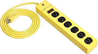 AmazonCommercial Heavy Duty Metal Surge Protector Power Strip, 1 PACK, Yellow