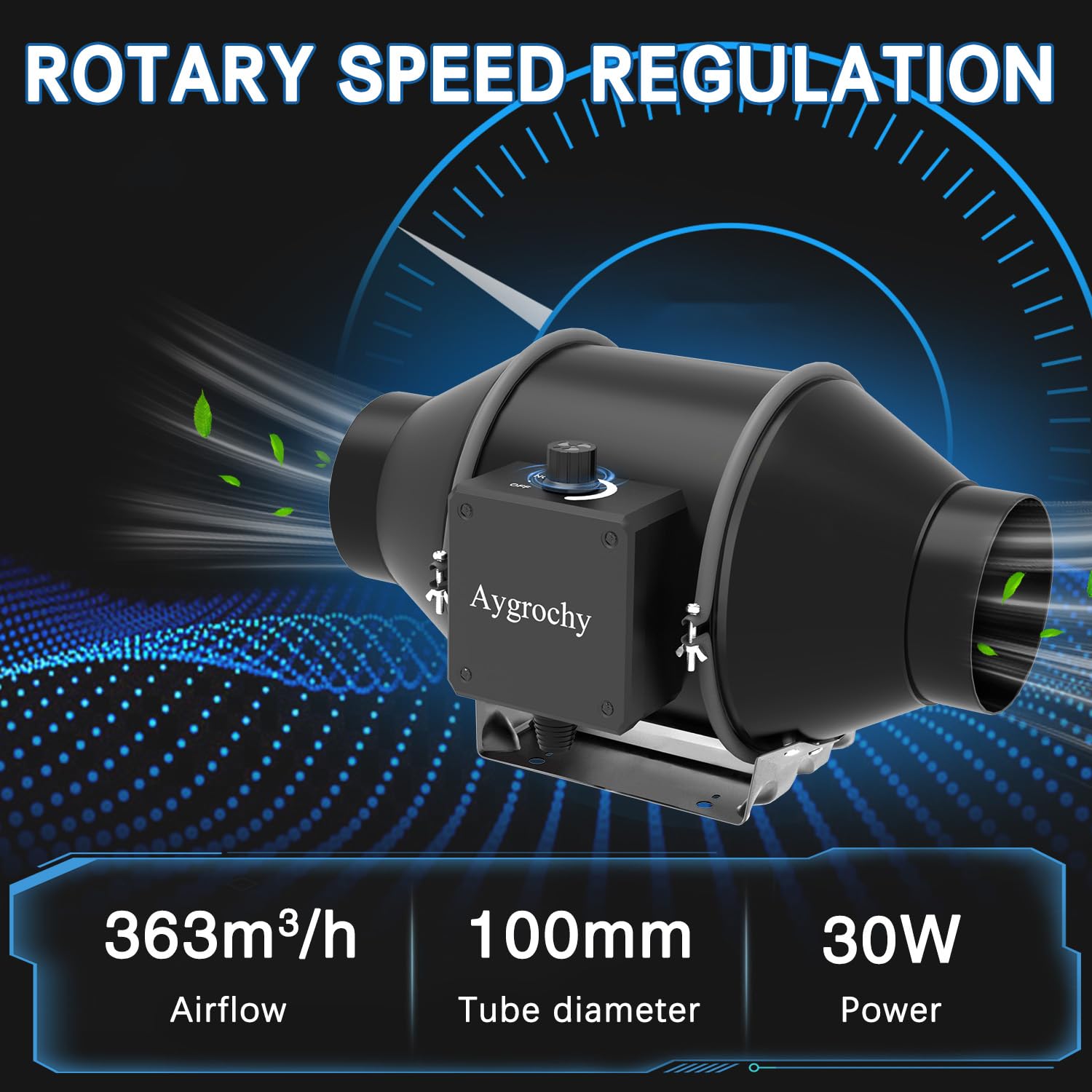 Aygrochy 100 mm Inline Wentylator Wylotowy do Ogrzewania, Chłodzenia, Wzmacniacza, Palety do Wzrostu Roślin, Hydrokultury, Użytku Domowego, Wentylacji i Dmuchawy