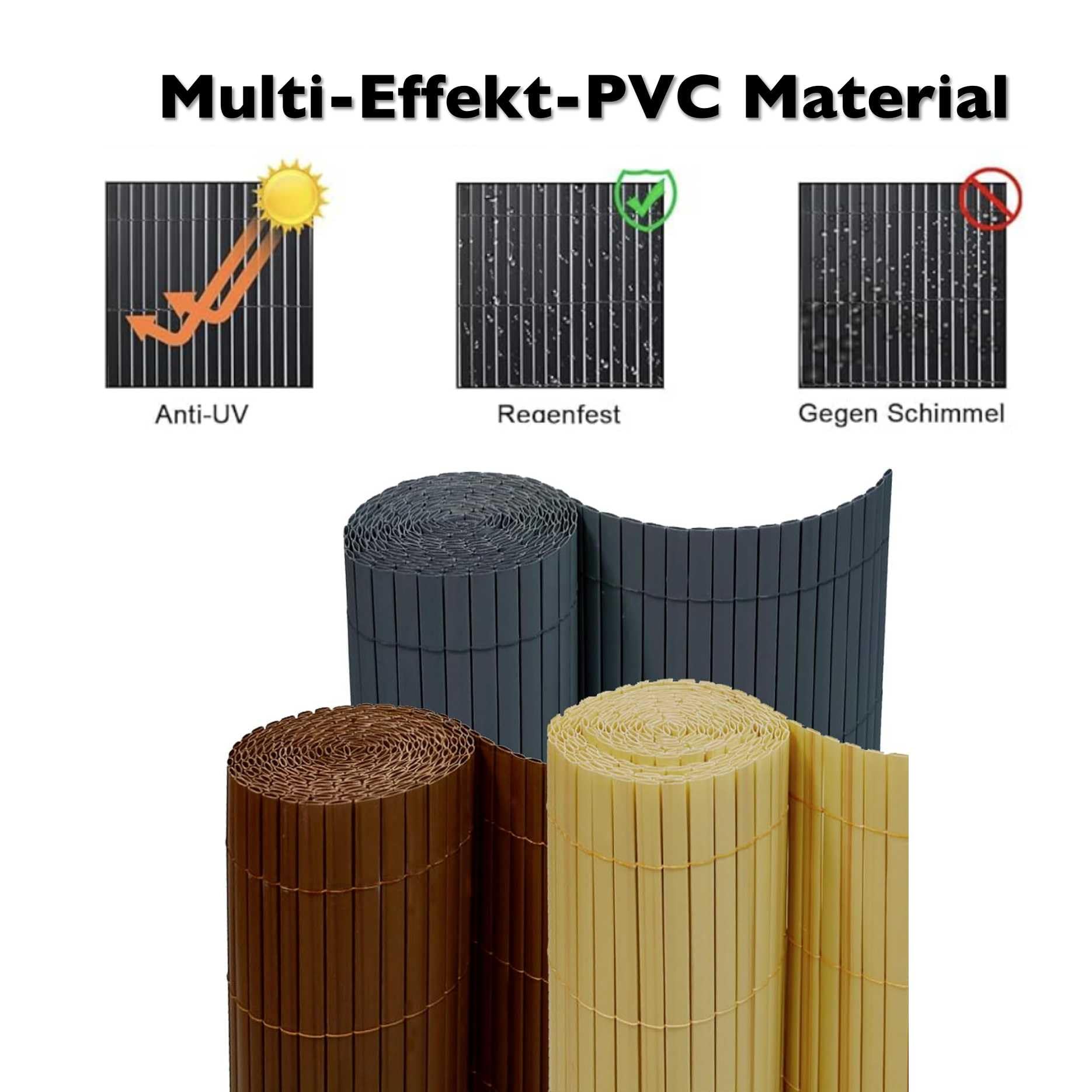 JORON PVC Sichtschutzmatte, Balkon Sichtschutz mit Kabelbindern, Sichtschutzzaun Wasserdicht Windschutz für Garten, Balkon und Terrasse (Anthrazit, 120x500cm)