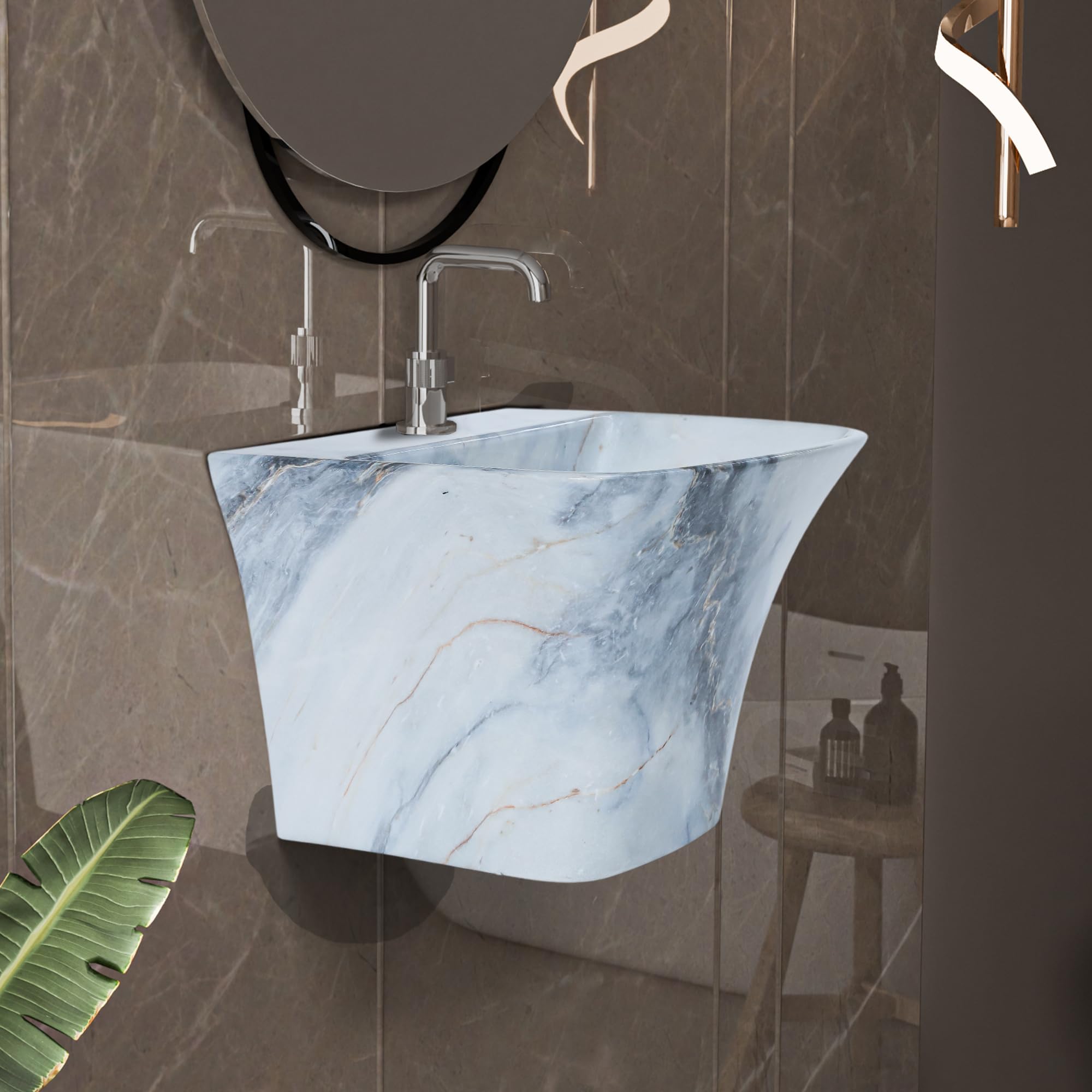Luxury Wall Mounted Wash Basin - White Ceramic -8