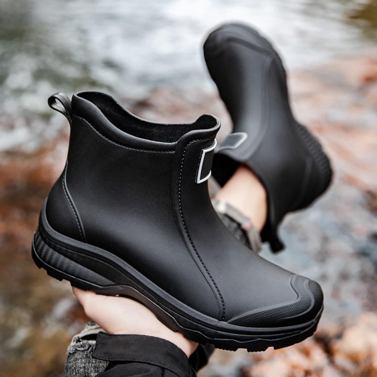 Scarpe impermeabili da uomo, invernali, stivali da pioggia, scarpe da acqua, scarpe in gomma, per studenti, casual, alla moda, per lavoro, pesca, lavaggio auto, cucina, antiscivolo, scarpe da caccia