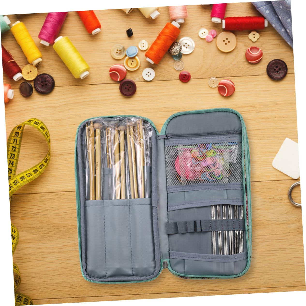 Borsa Organizer per Uncinetto Cerniera Borsa per Uncinetto Astuccio per Ferri da Maglia Utilizzabile e Riutilizzabile per Hobby e Regali