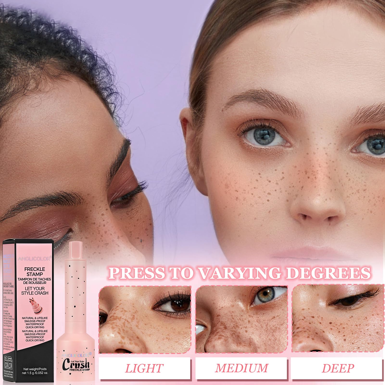 Timbro per Lentiggini Finte Waterproof,Timbro per Lentiggini a Cinque Punti,Freckle Maker, Simulazione Naturale per Trucco a Lunga Durata,Facile da Colorare,Impermeabile (Marrone chiaro)