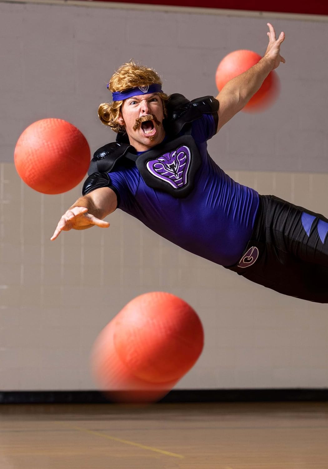 Adult Dodgeball Purple Cobras Costume, Men's Average Joe's Purple Cobra Dodgeball Uniform