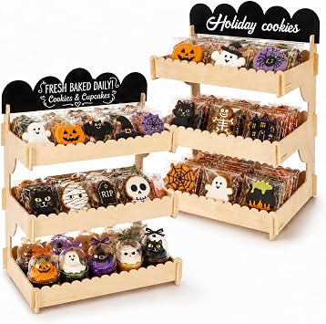 Yalikop 2 Pack Cookie Display Stand for Bakers & Vendors 3 Tier, Beige