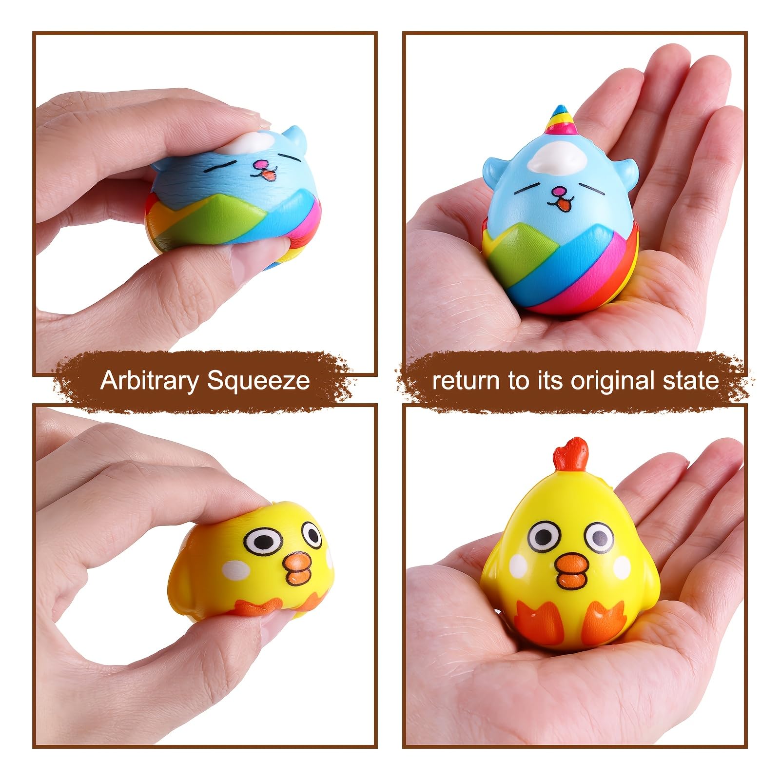 Easter Egg Squishies Toys for Easter Eggs Hunt Slow Rising Stress Squishies for Kids Bunny Chick Stress Balls - Image 3